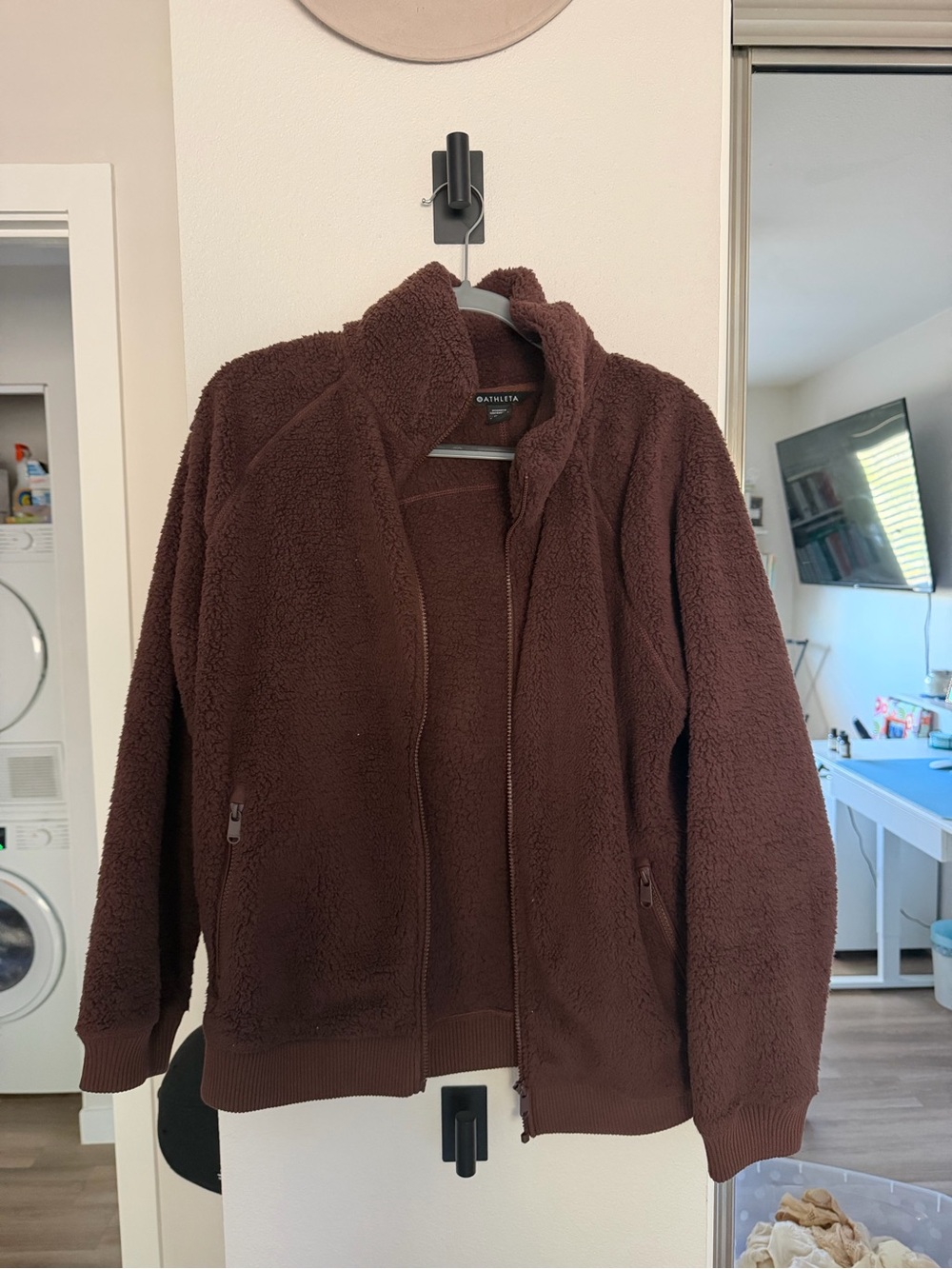 Athleta Chocolate Brown Sherpa Zip Jacket